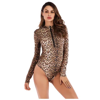 Kancoold jumpsuit Módne Dámske Dlhý Rukáv Zips Sexy Leopard Tlač Slim Bežné Remienky Kombinézu nové žien jumpsuit 2020MAR24