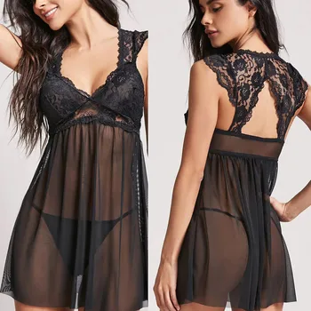 Hot Predaj Sexy Čipka Šaty, spodná Bielizeň tvaru Čierne Pozdĺžne Erotické spodné Prádlo, Pokušenie, Transparentné Sleepwear Nightdress