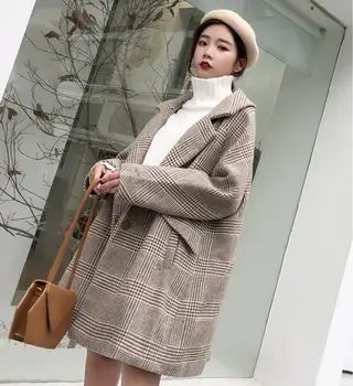 Genuo Nové 2019 Vintage Elegantný Prehoz Vlnené Voľné Kabát Žena Na Mieru Golier, Krátke Vlny Kabát Bežné Zimné Vrchné Oblečenie