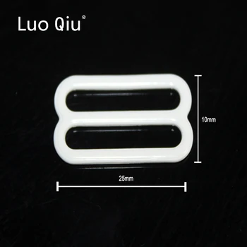 Luo Qiu biela 25 mm podprsenka nastaviteľné pracky (100 ks/lot) 8 Podprsenka bielizeň Metal&plastové pracky Brassiere spona nylon potiahnuté kovom