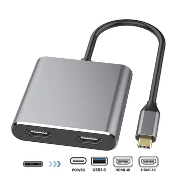 Ľahké Prenosné 4 v 1 USB Typu C, HDMI 4K VGA konektor USB 3.0 konektor pre Slúchadlá Hub Viacportová Adaptér USB-C Hub Adaptér