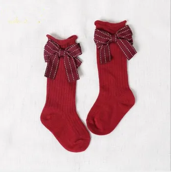 0-7Year Jar nové detské ponožky dievčatá prekladané trubice ponožky baby veľký luk hit farba princezná ponožky