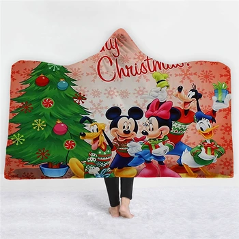 Vianočné Deka Mickey Mouse s Kapucňou Deka Flanelové Plyšové Deka Gauč/posteľ/planeTravel Detí, Vianočné Dekorácie pre Domov
